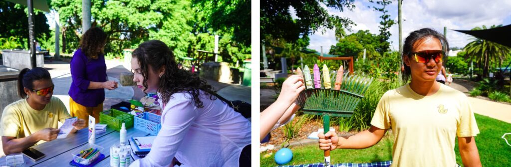 Organisign KidsWantu photoshoot with a rake chalk and sunglasses